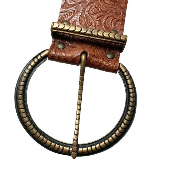 ANTONIAZZI Firenze Brown Tooled‎ Leather Wide Waist Belt main image 10